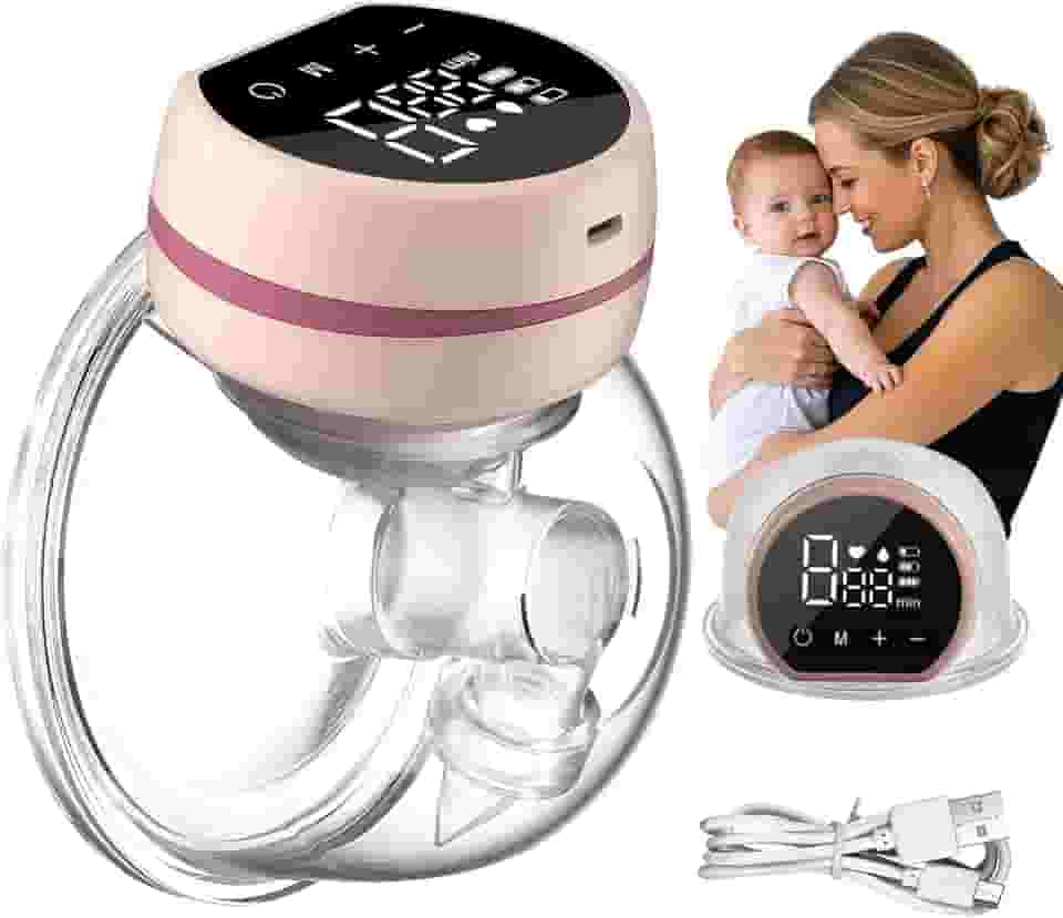 Bomba De Tirar Leite Mama Portátil P1 Mãos Livres Elétrica Sem BPA 3 Modos 10 Níveis de Sucção Conforto Coletor de Leite de Amamentação (Rosa)