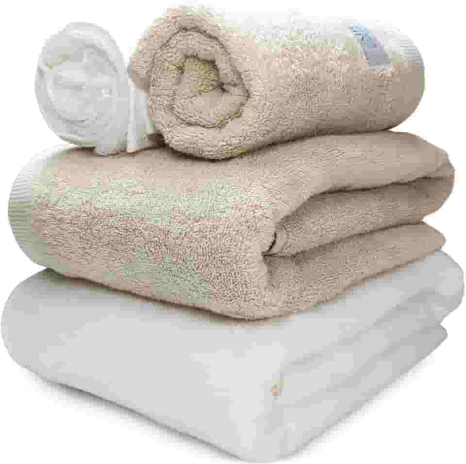 Jogo de Banho Gigante Banhão Buddemeyer Dual Air 100% Algodão 4 peças Toalha Alta Absorção Macia Grossa (Branco Bege 1011/1769)