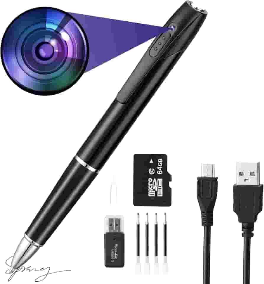 Câmera espiã HD 1080p, mini câmera corporal de 64 GB, câmeras ocultas, mini câmera, câmera de bolso pequena recarregável, adequada para pés, salas de aula, negociações comerciais