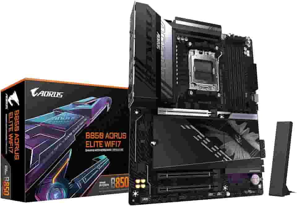 GIGABYTE Placa-mãe B850 AORUS Elite WIFI7 AMD AM5 LGA 1718, ATX, DDR5, 3X M.2, PCIe 5.0, USB-C, WIFI7, LAN 2,5GbE, EZ-Latch, Garantia de 5 anos