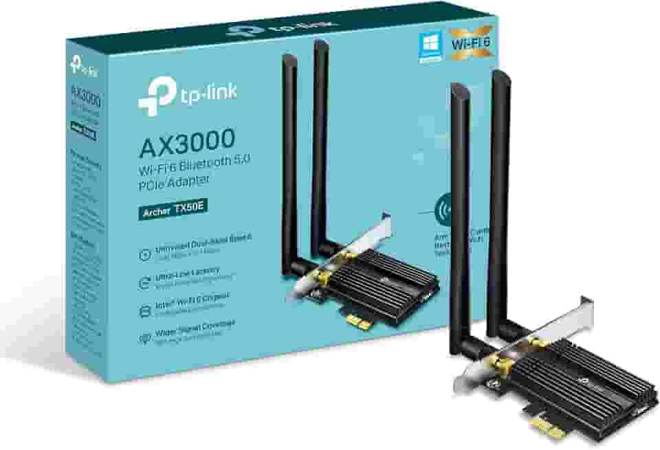 Cartão WiFi TP-Link 6 AX3000 PCIe para PC com dissipador de calor| Bluetooth 5.0 | Adaptador sem fio de banda dupla 802.11AX com MU-MIMO, latência ultraleve | Suporta Windows 10