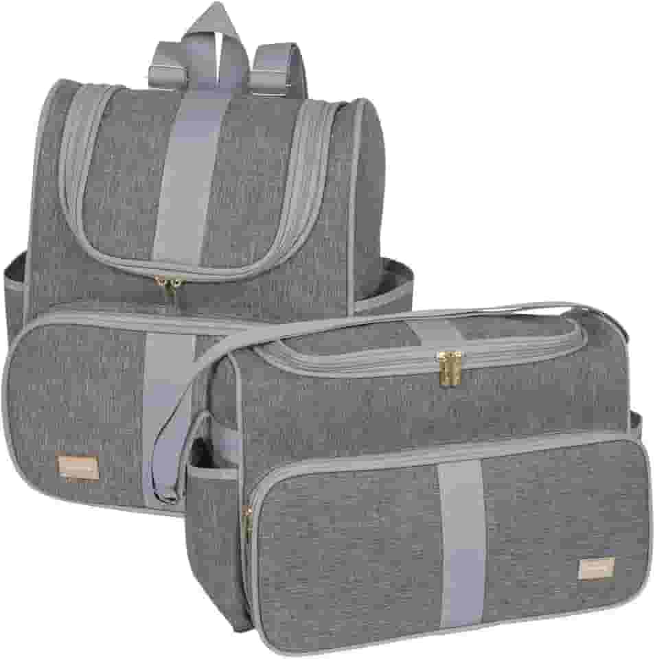 Kit 02 Peças Bolsa Maternidade Bebê Mochila Maternidade Menina Menino Luxo Impermeável (Cinza)