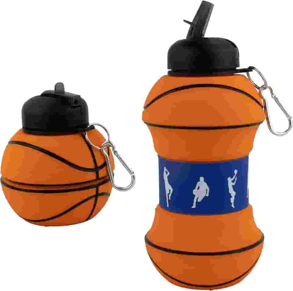 Garrafa de Água - Squeeze Retrátil em Silicone de 1000 ml, Tema Basquete, Maccabi Art.
