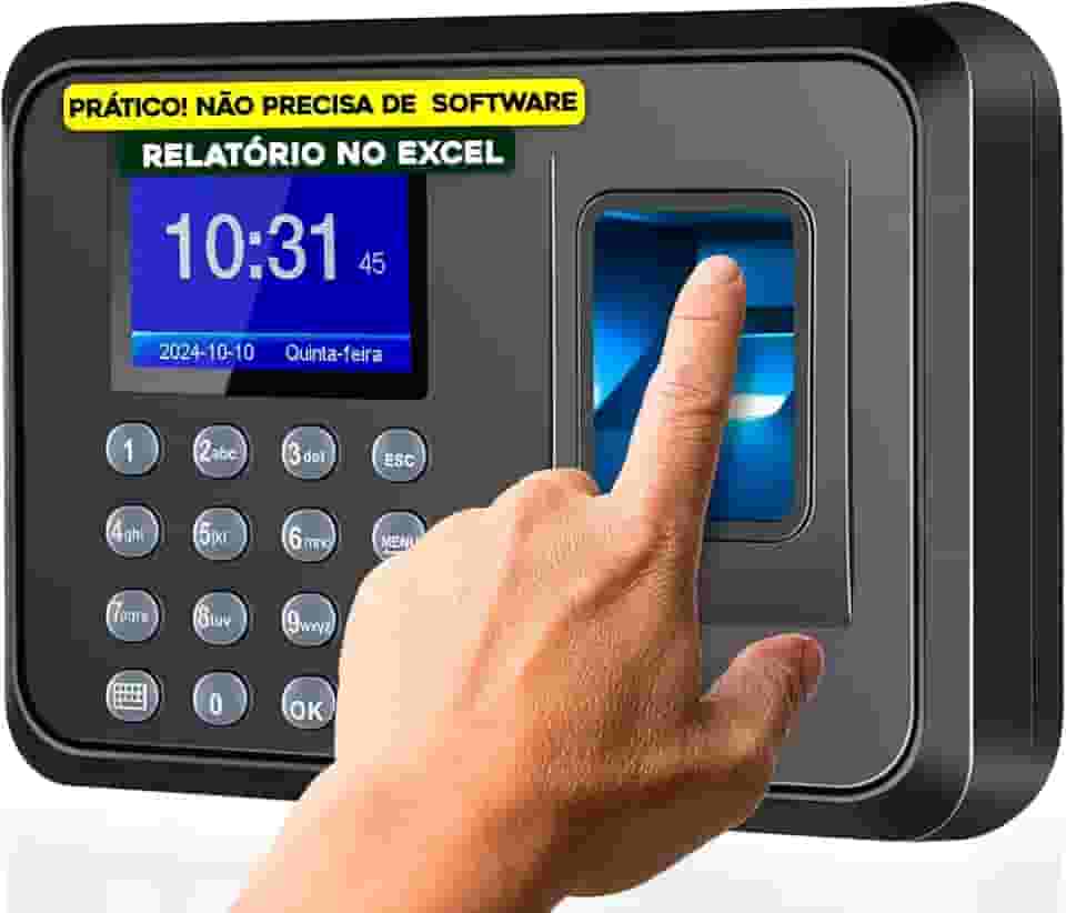 Relógio de Ponto Biométrico Digital Eletrônico Máquina Para Empresa Com Conexão USB Confirmação Sonora E Visual Impressão Digital Para Registro De Pontos Não Requer Instalação de Software