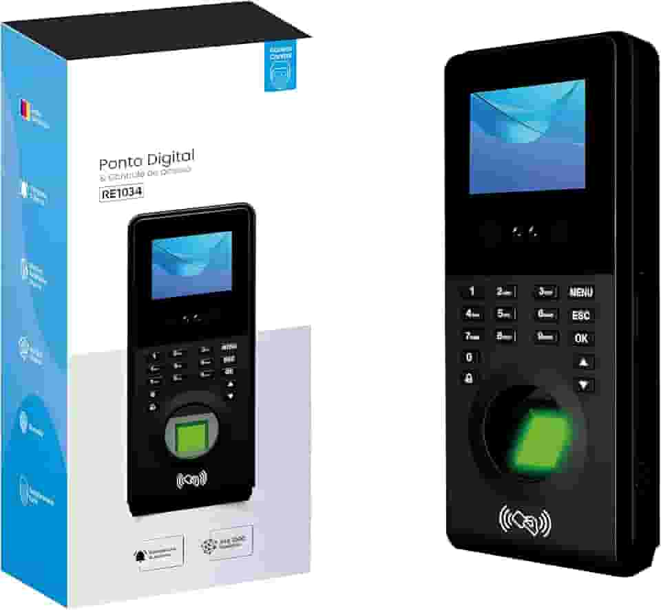 Relógio de Ponto Biométrico Digital Profissional Com Controle de Acesso, Alarme Integrado, Função Campainha e Relatório de Presença Para Cadastro de Funcionários e Empresas