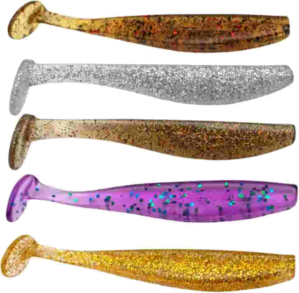 Kit 5 Isca Artificial Soft Shad 6cm ou 9cm Silicone Macia Para Pesca de Tucunaré Robalo Traíra