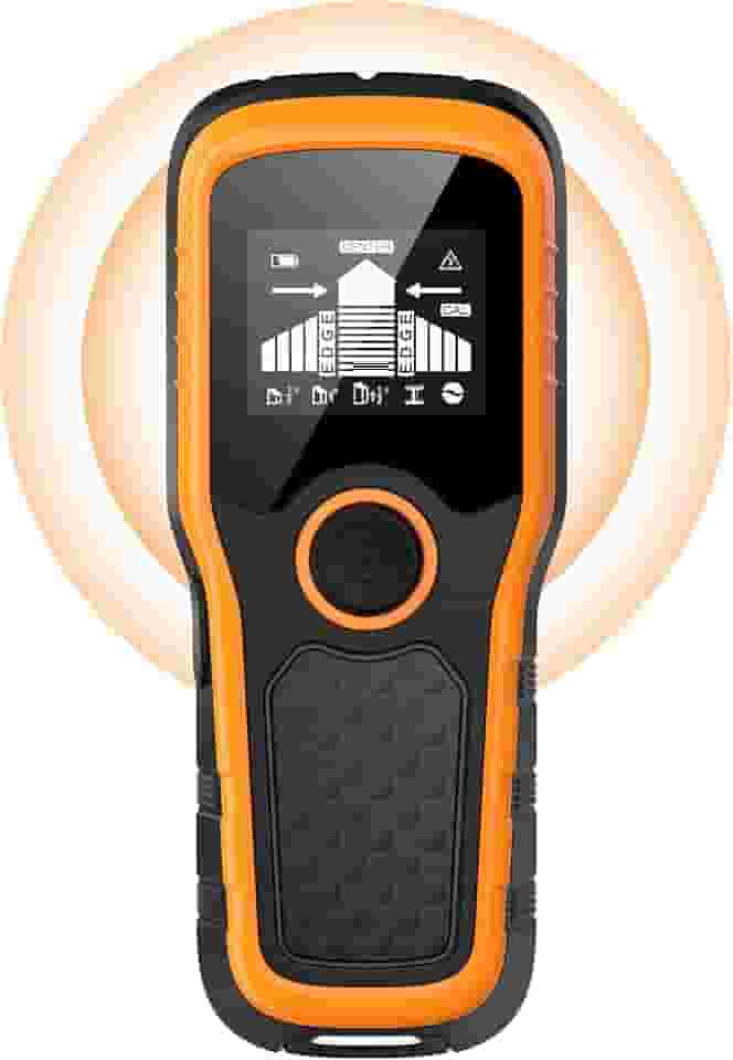 Scanner de parede 5 em 1 – Detector para madeira, metal, vigas, tubos e fios AC, versão atualizada de chip inteligente, tela LCD de alta definição e alarme audível