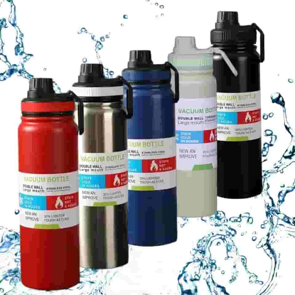 Garrafa de Água Térmica Squeeze Inox Esportiva Academia caminhada Camping 1L Isolada a Vácuo Aço Inox 1000ml (Preta)