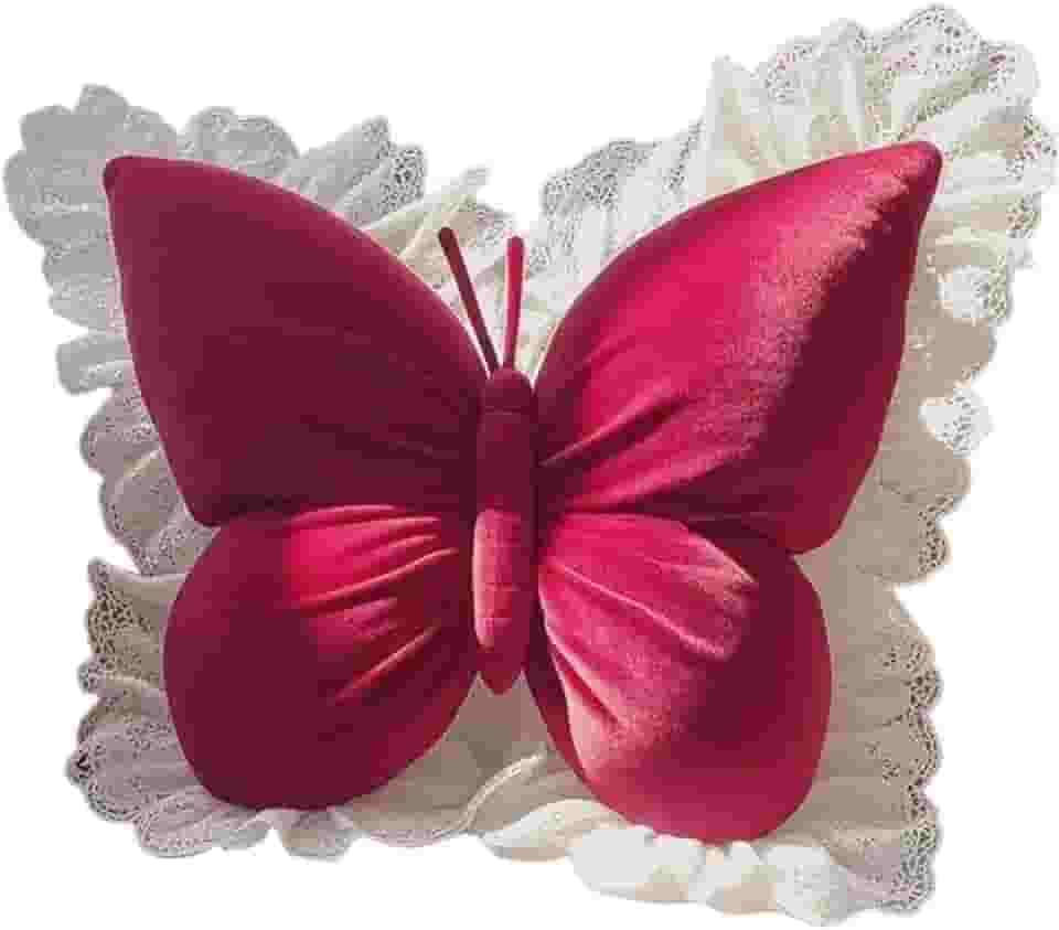 Almofada em formato de borboleta para sofá, peça central, 19,69'' x 15,75'', almofada para costas, suporte de cintura para sofá, sala, Vermelho