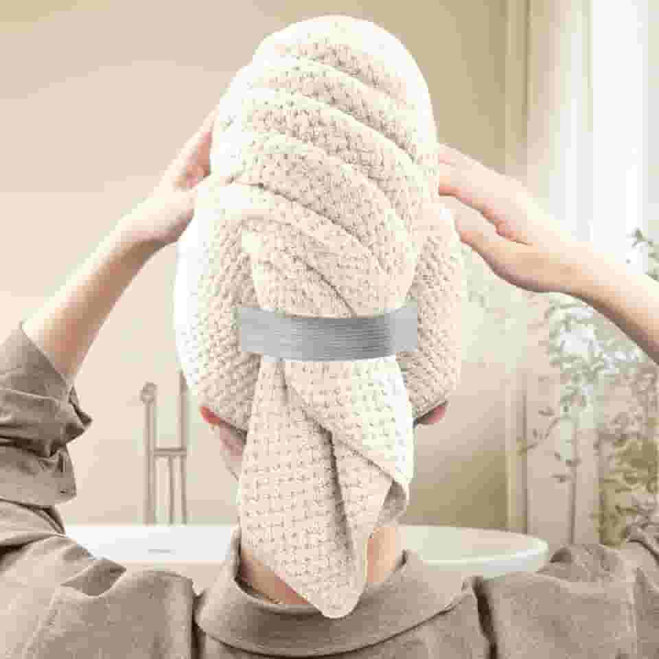 Toalha de cabelo ultra absorvente de secagem rápida para mulheres, adequada para cabelos cacheados longos e grossos