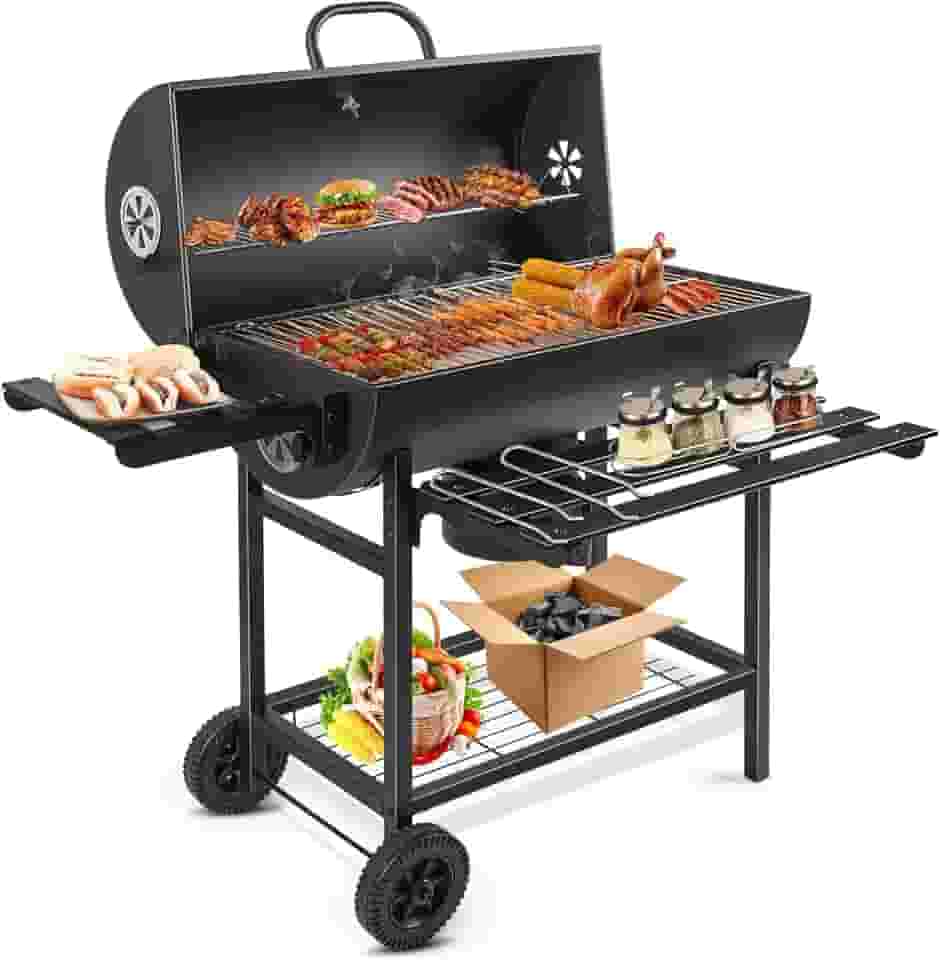 Churrasqueira Bafo á Carvão, Ferramentas de Piquenique, Churrasqueira a Carvão Preta com Grelha