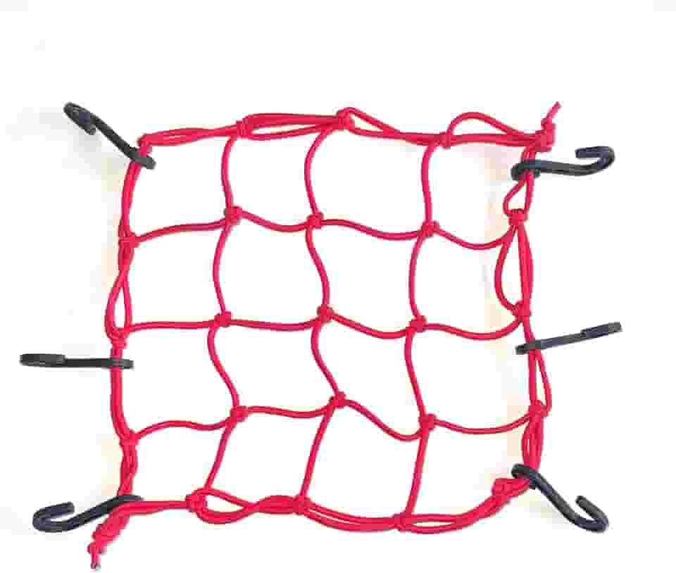 Rede Elástica Aranha Para Capacete Moto/Bagageiro 45 X 45 Vermelha (Vermelho)