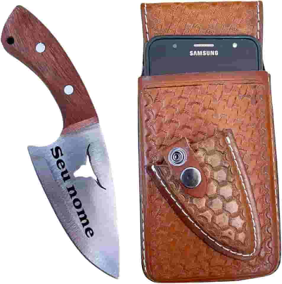 Capinha Celular Bainha em Couro Com Faca personalizada