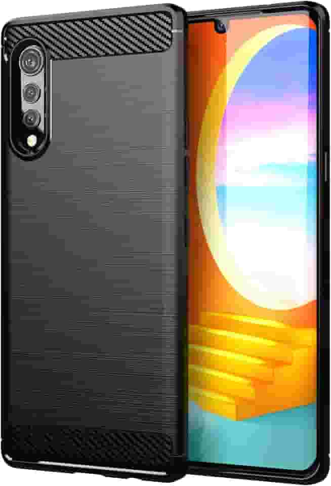 Capa de veludo para LG de fibra de carbono, TPU macio, antiderrapante, durável, leve, capa protetora para celular para LG Velvet(preta)