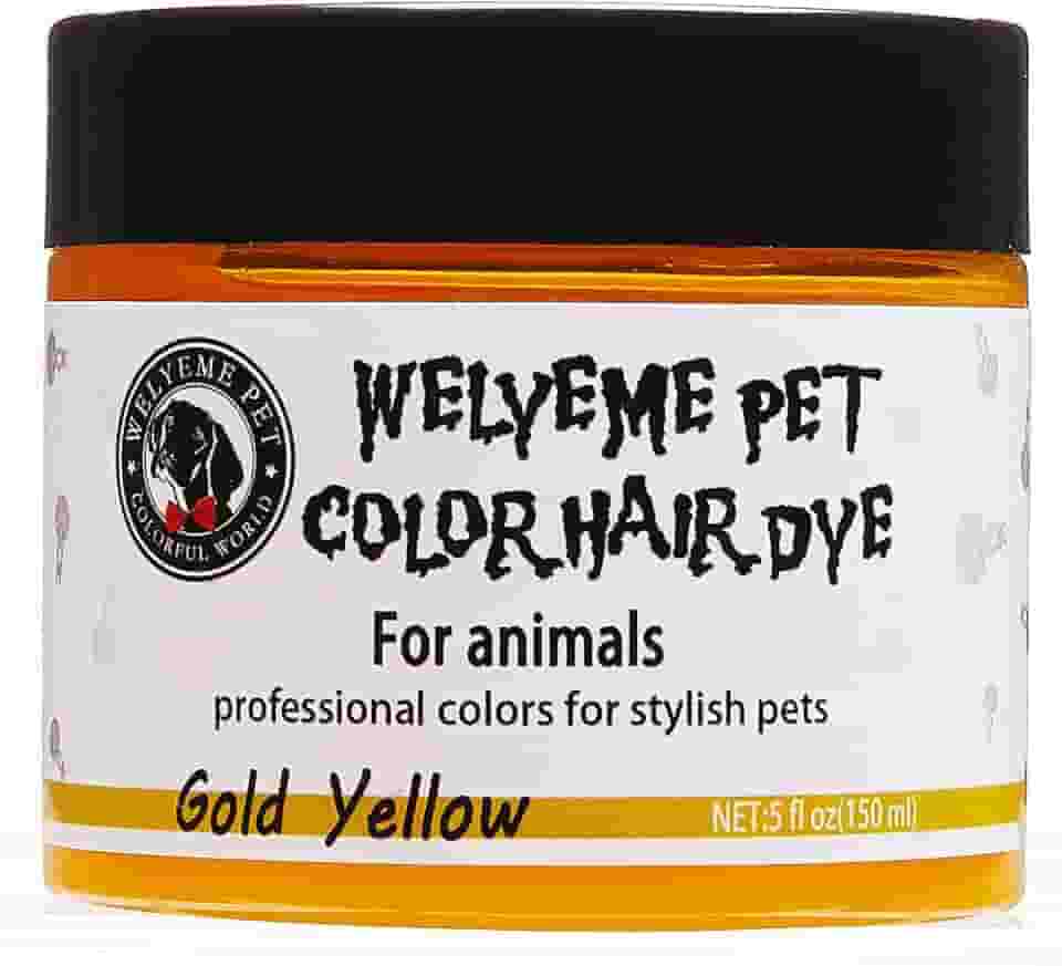 Tintura de pelo de cachorro, tintura permanente de pelos para animais de estimação, tintura profissional segura para cães, cor brilhante para cães e cavalos (Amarelo-2)