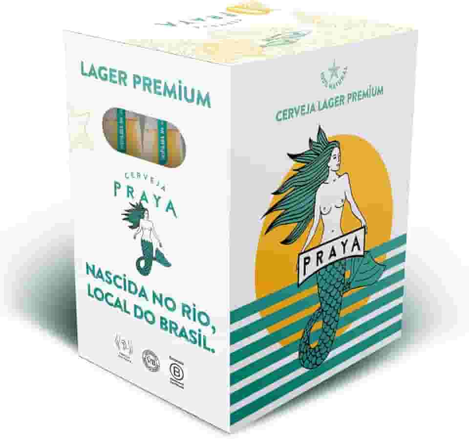 Praya Lager, Cerveja Long Neck 355ml, pack de 6 unidades