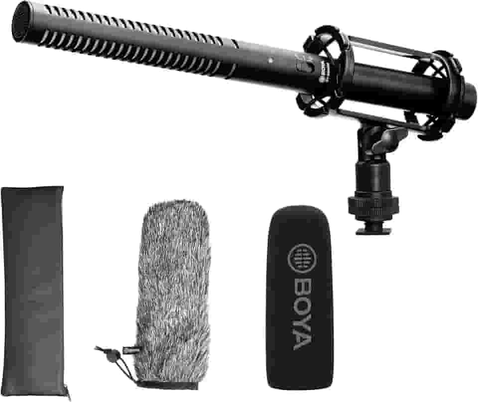 BOYA Microfone XLR, microfone espingarda BY-BM6060 com microfone de para-brisa de montagem em choque para câmera DSLR externa, condensador externo, microfones profissionais para entrevista