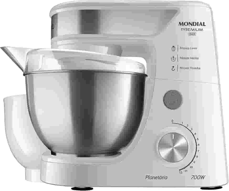 MONDIAL Batedeira Planetária, Branco/Inox, 700W, 110V - BP-02P-W-TI