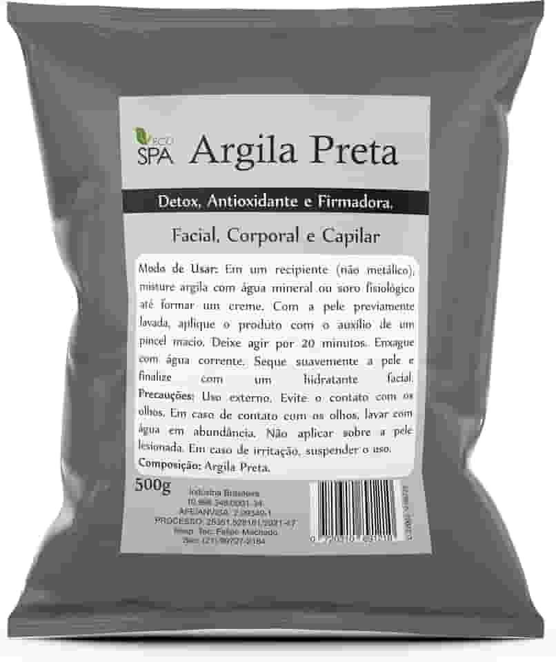 Argila Verde, Preta, Rosa, Branca, Amarela, Mascara Facial - Capilar 500g (PRETA 500G)