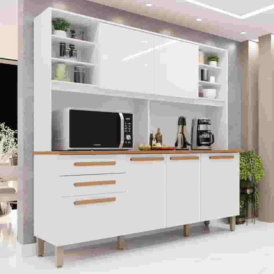 Armário de Cozinha 6 Portas 2 Gavetas Adelle Yescasa Branco Neve