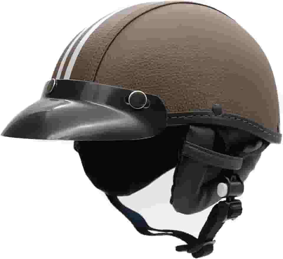 Capacete Coquinho Custom Br101 Bike Scooter Elétrica Skate Revestido Couro Preto Premium