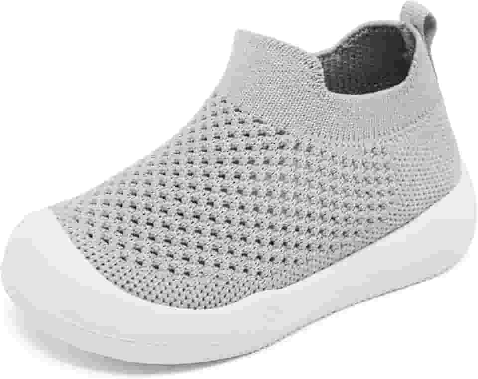 Sapatos de caminhada para bebês, meninos, meninas, antiderrapantes, para uso interno, respirável, quente, elástico, com sola de memória, protege os dedos dos pés e atividades ao ar livre