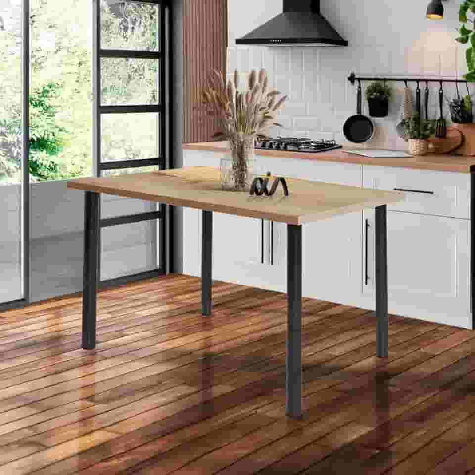 Mesa Avulsa Retangular Pequena 4 Cadeiras Cozinha 1,10 Preta