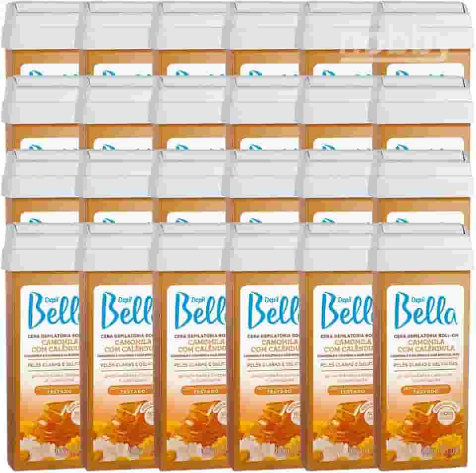 Depil Bella Cera Depilatória Roll-On Camomila com Calêndula, 100g, Kit com 24 Unidades