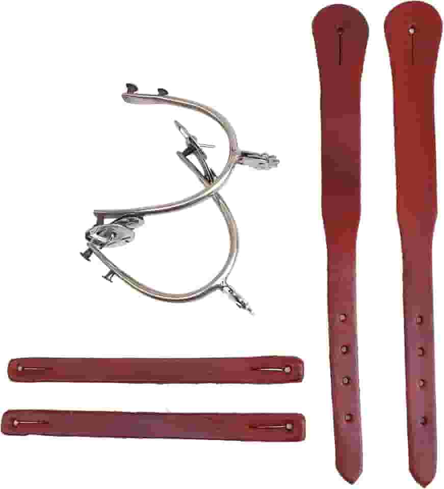 Espora Batida De Inox + Correias Simples De Couro Legitimo