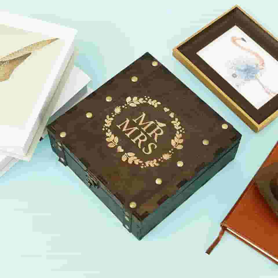 Caixa de lembrança de bebê de madeira para memórias preciosas, caixa de memória decorativa com tampa para recém-nascidos, meninas e meninos, presente de chá de bebê