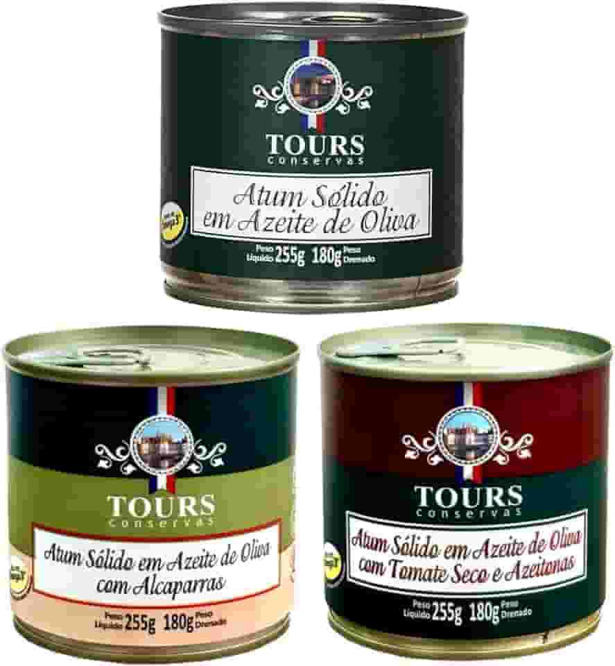 Atum em Lata Sólido Tours em Azeite, Tomate Seco e Alcaparras - 3 Un. - 255g cada