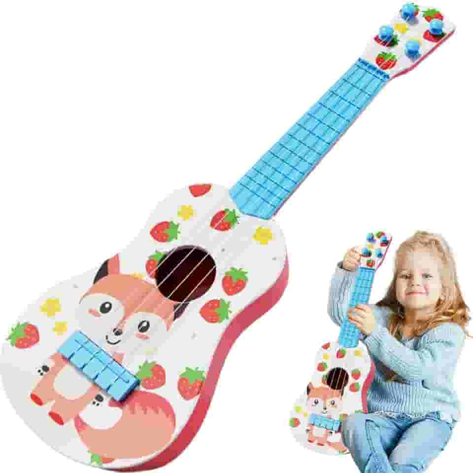 Ukulele para crianças, Ukelele infantil de 4 cordas estilo desenho animado animal para iniciantes com instruções e palhetas ajustável ergonômico educacional infantil violão infantil, presentes para