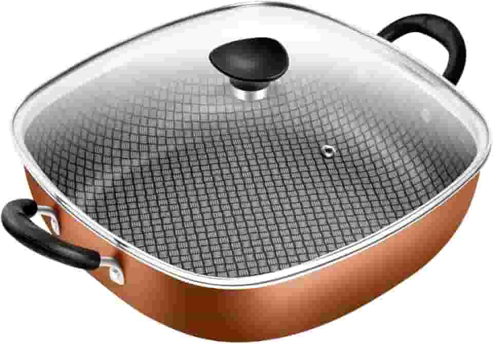 Frigideira Wok Quadrada 2 Alças N°29 Antiaderente Cobre Patolux