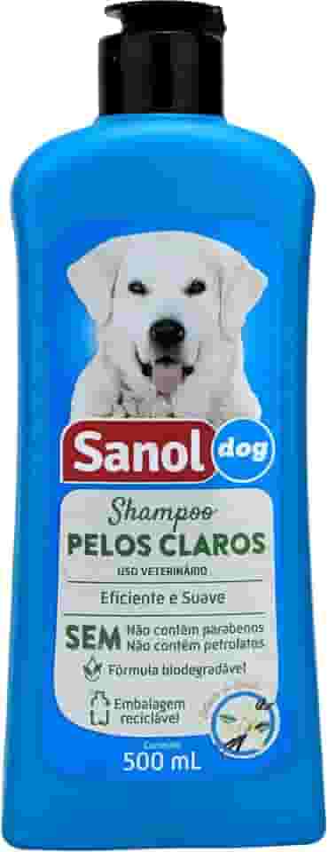 Sanol Dog Shampoo De Pêlos Para Cães E Gatos Pêlos Claros 500 Ml Azul