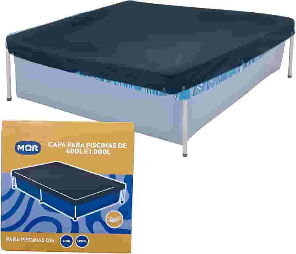 Mor - Capa Piscina Retangular Preta 400 a 1000 Litros PVC Resistente UV.
