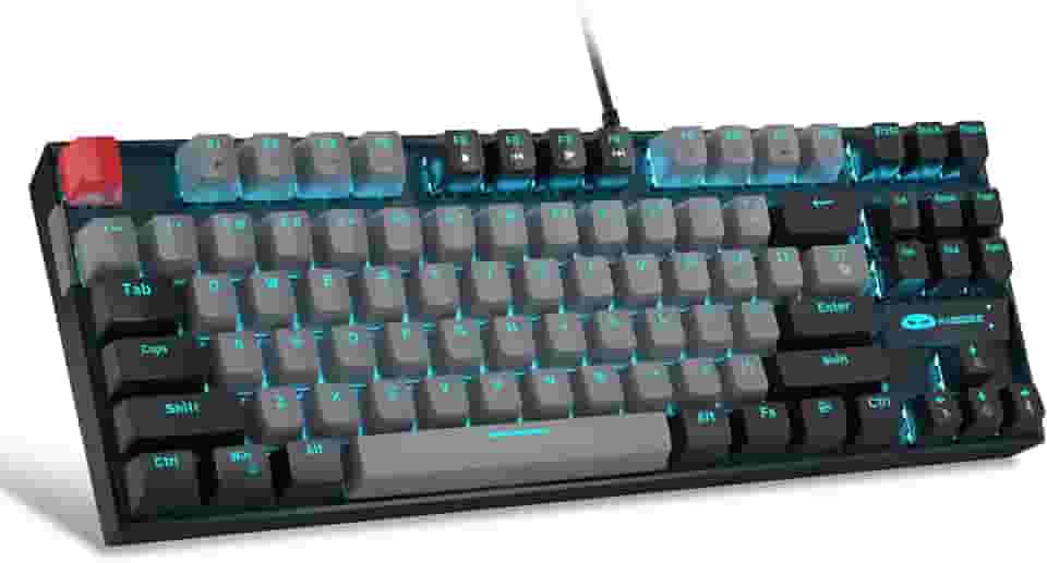 MageGee teclado mecânico 75% para jogos, interruptor azul, retroiluminação por LED, 87 teclas compactas, TKL teclados de computador com fio para Windows, Laptop, PC Gamer - Cinza/Preto