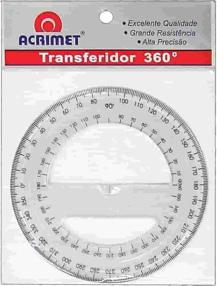 Acrimet Transferidor Escolar 360° em Poliestireno Cristal Resistente 552.0