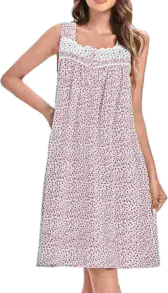 Camisola feminina sem mangas de algodão confortável camisola vitoriana leve