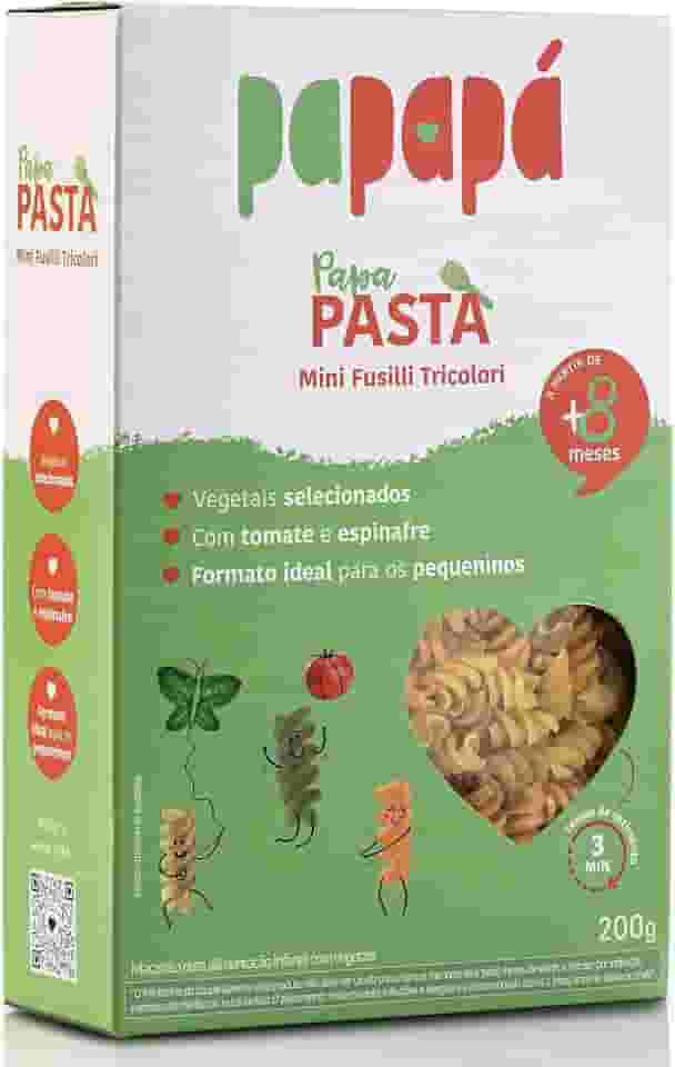 Papapá, Macarrão Infantil, Papa Pasta, Mini Fuzilli Tricolori, Vegetais, 200g, Verde
