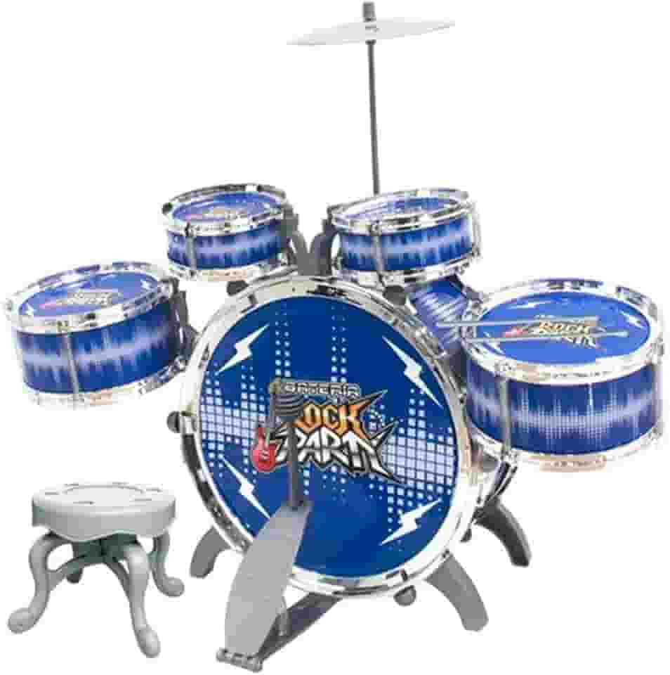 Bateria Infantil Rock Party Azul, DM Toys