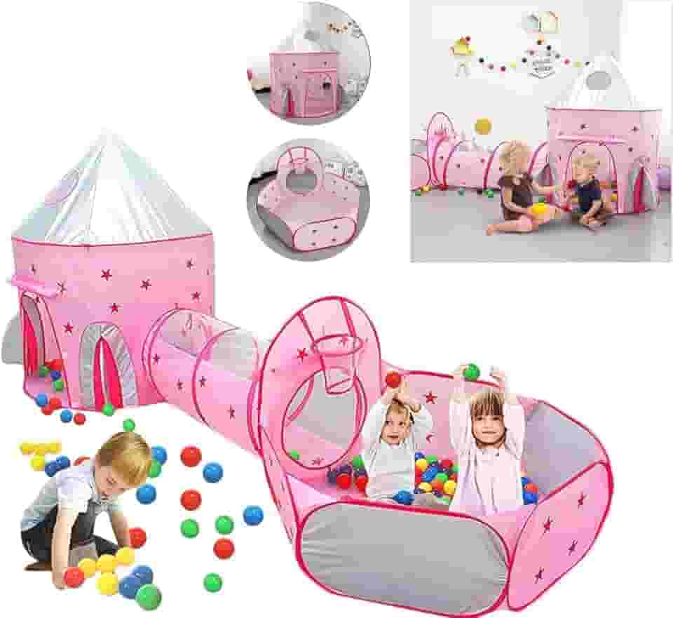 Estrela - Barraca Infantil Astronauta, Cabana Meninas e Meninos para Ar Livre e Uso Interno, 3 em 1 Com Toca Fort Procura Tesouro e Basquete