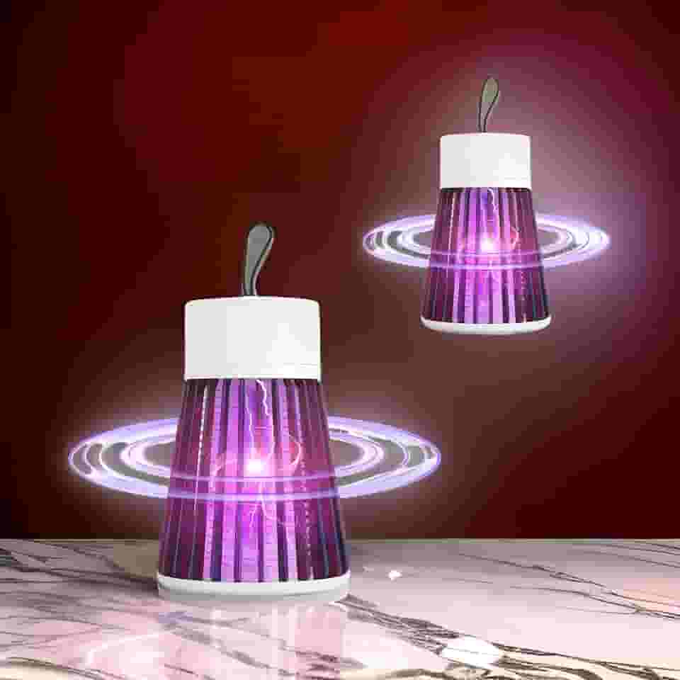 Kit Com 2 Luminárias Mata Mosquito, Repelente Elétrico, Luz UV, Armadilha Com Choque, Abajur LED, Portátil USB, Proteção Para Ambientes, Marca VARENZIA