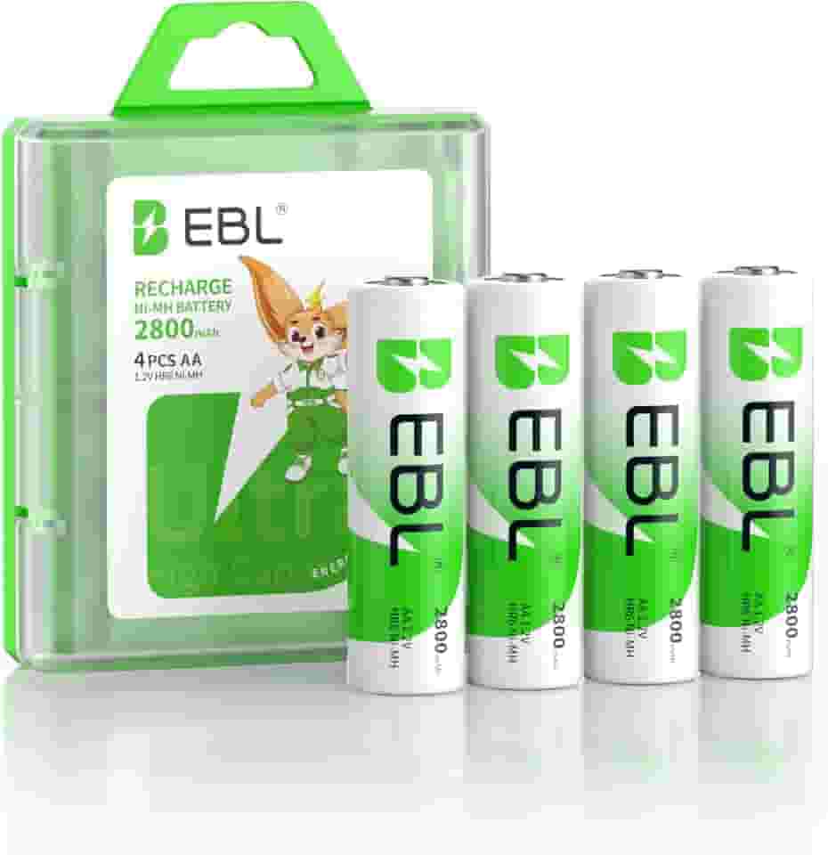 EBL AA 2800mAh High Performance Ni-MH Rechargeable Batteries, 4 Pack