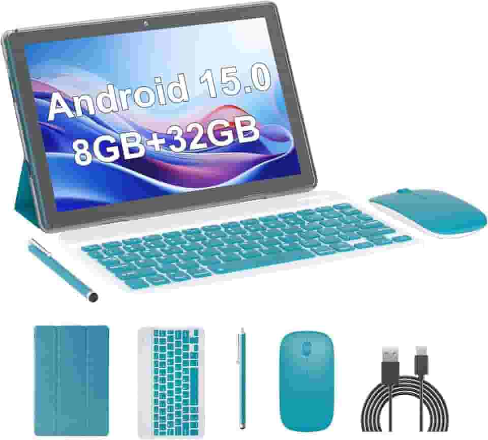 Tablet Android 15, tablets de 10 polegadas, 18 GB de RAM + 128 GB de ROM/2 TB expansível, tablets 2 em 1 com capa para teclado, tela IPS 1280 x 800, Wi-Fi 5G, câmera dupla, bateria de 6000 mAh BT5