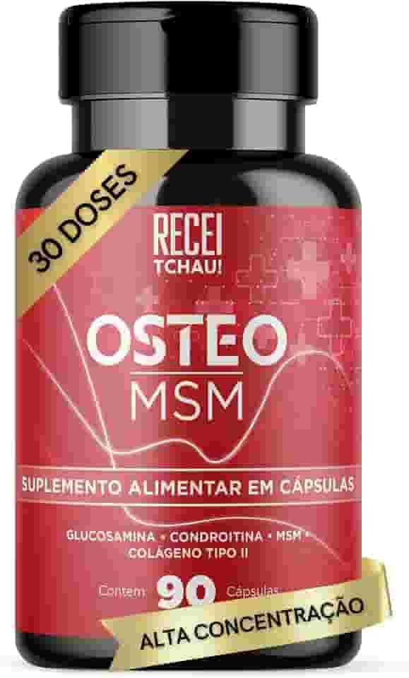 Osteo MSM, Colágeno Tipo 2, Condroitina e Glucosamina, MSM, 90 Cápsulas, ReceiTchau!