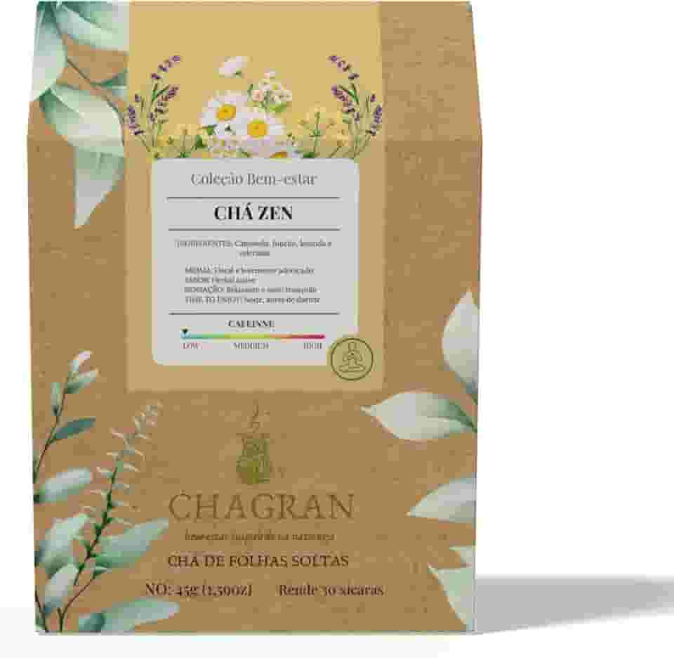Chá Zen Blend Relaxante com Camomila, Funcho, Alfazema e Valeriana para Sono e Tranquilidade, 45g