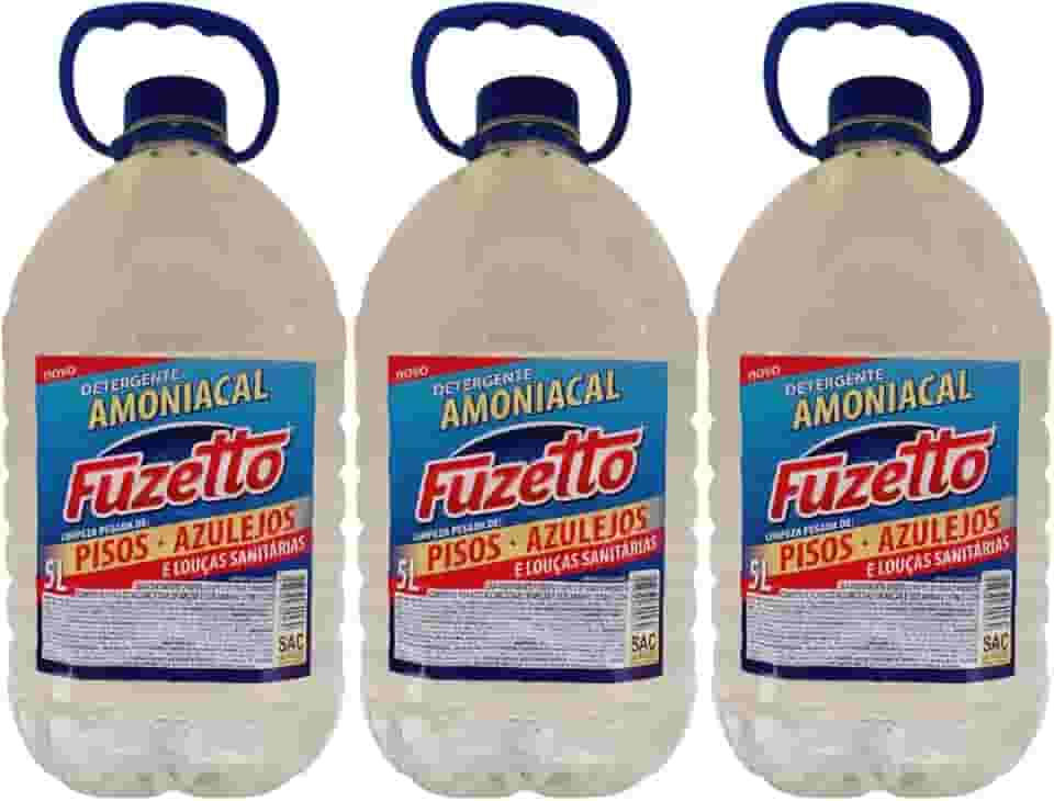 Detergente Amoniacal 15L Fuzetto Remove Sujeira Pesada Pisos Azulejos e Louças Sanitarias(3x5L)