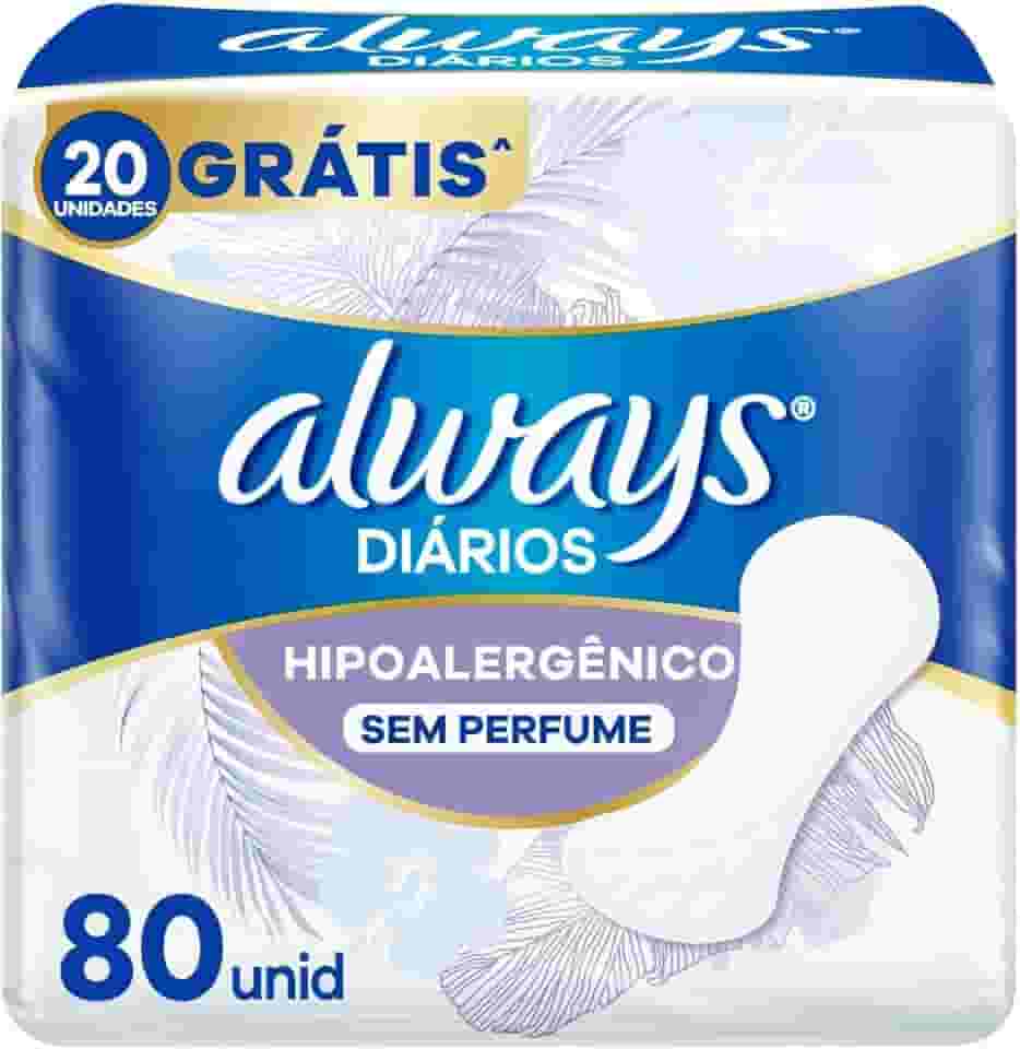 Protetor Diário Always Hipoalergênico Sem Perfume - 80 unidades