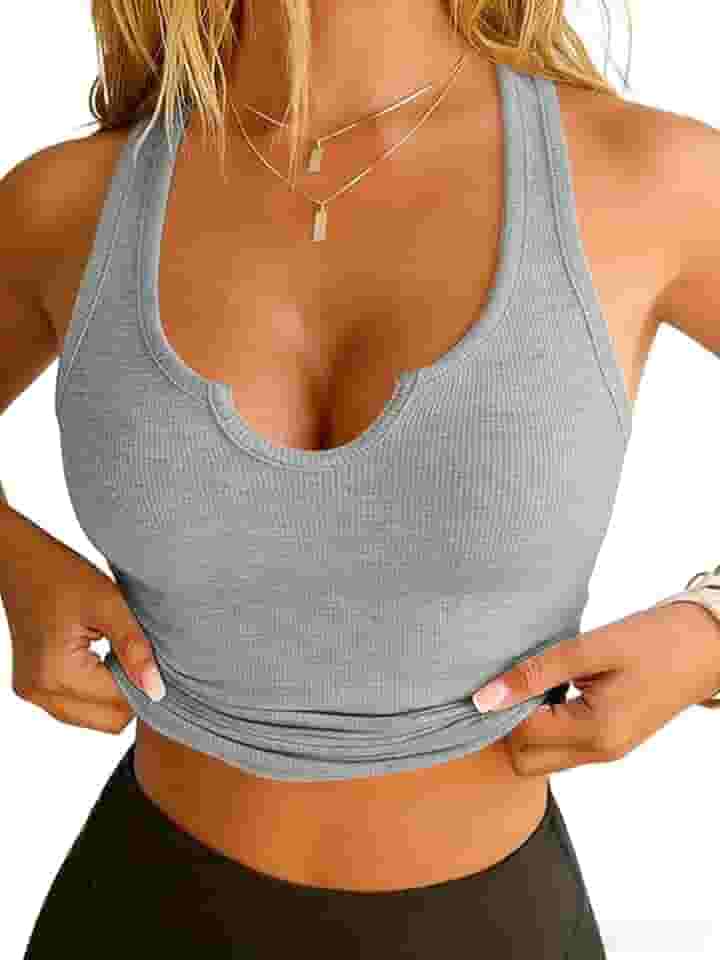 Regata feminina de verão, sem mangas, gola V, com nervuras, ajuste de ombro, conjunto de exercícios modernos para uso diário e de férias