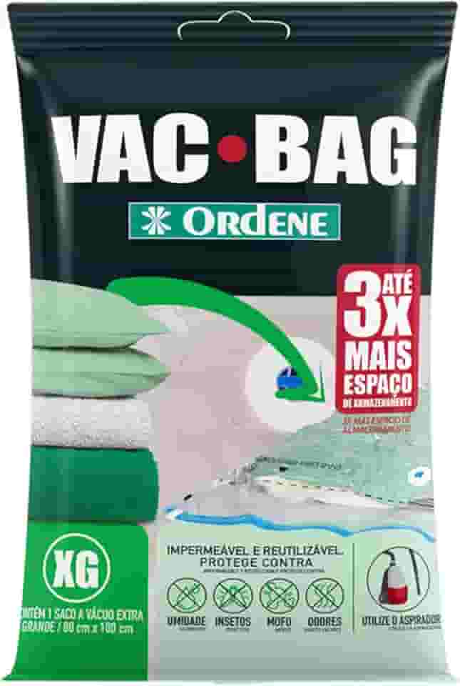 Ordene - Saco Plástico à Vácuo para Armazenamento, Tamanho Extra Grande, Cor Transparente, Linha Vac Bag